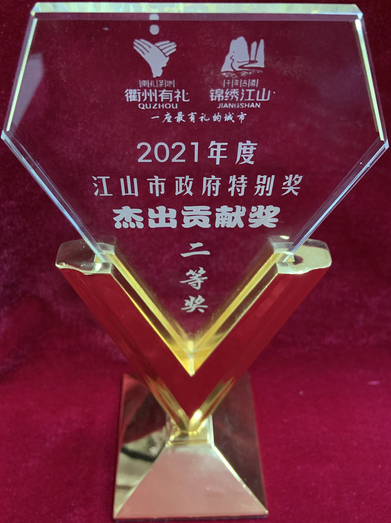 2021年度江山市政府特别奖杰出贡献奖二等奖